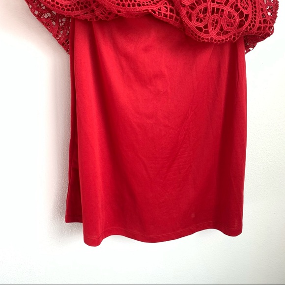 Lulus | Real Life Dream Berry Red Lace Midi Dress - Picture 10 of 12